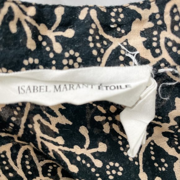 ISABEL MARANT ETOILE Blouse Black Beige Floral FR 38 Small S EUC - Picture 7 of 10